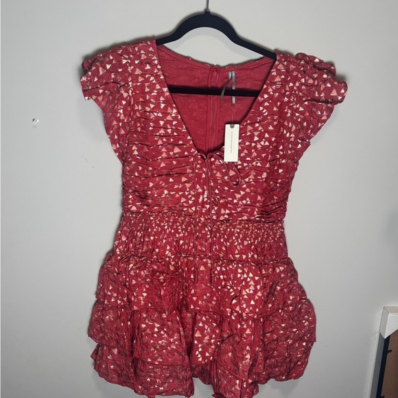 NWT ✨ By Anthropologie Short-Sleeve Ruffled Mini Dress - Picture 3 of 11